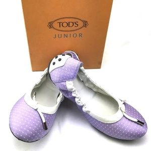 TOD'S Girls' Ballet Flats in Fabric & Leather